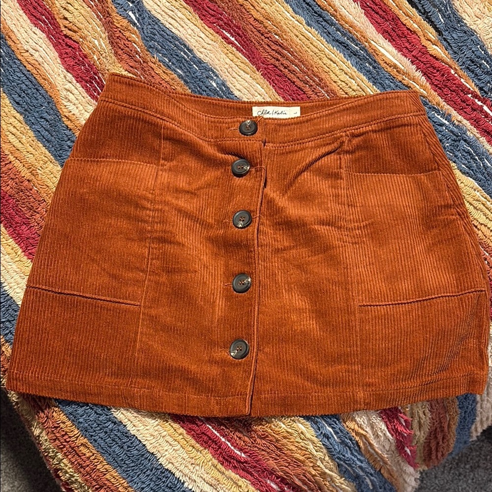 Chloe & Katie Burnt Orange Corduroy Skirt